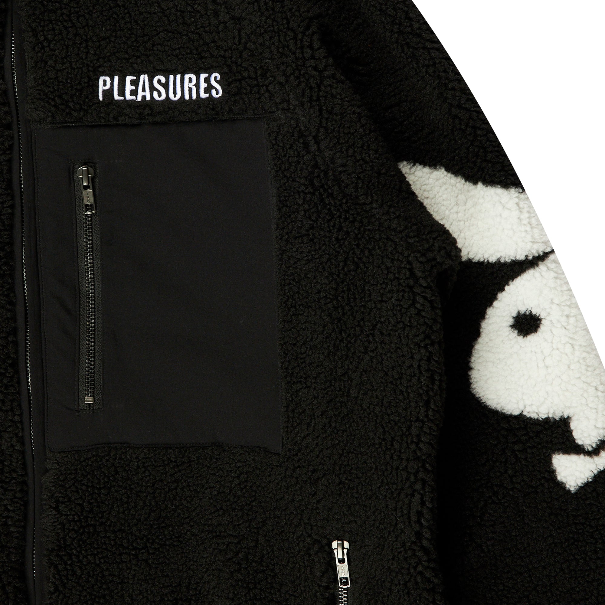 Pleasures x Playboy Mens Bunny Sherpa Zip Up Jacket 'Black'