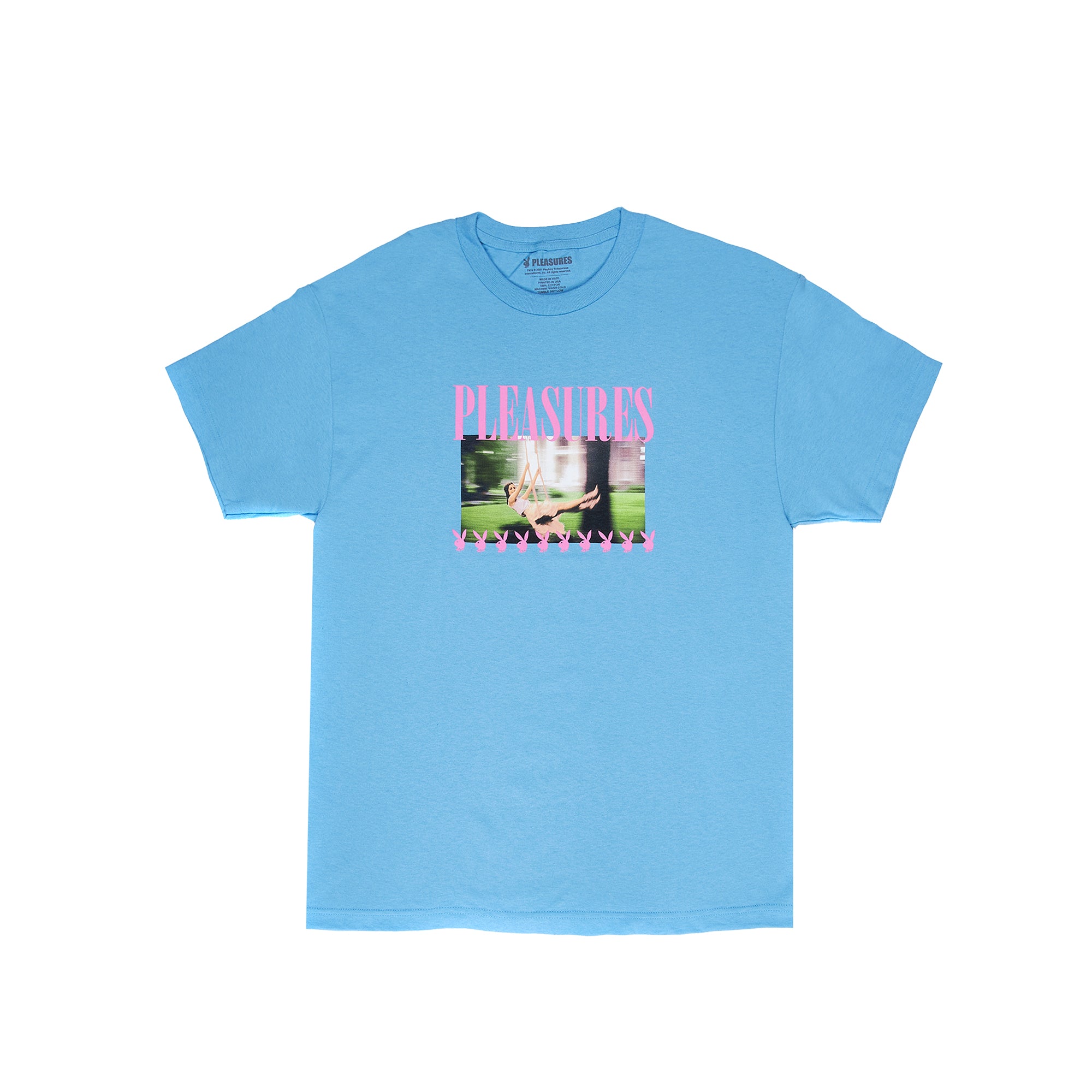 Pleasures x Playboy Mens Swing T-Shirt 'Carolina Blue'