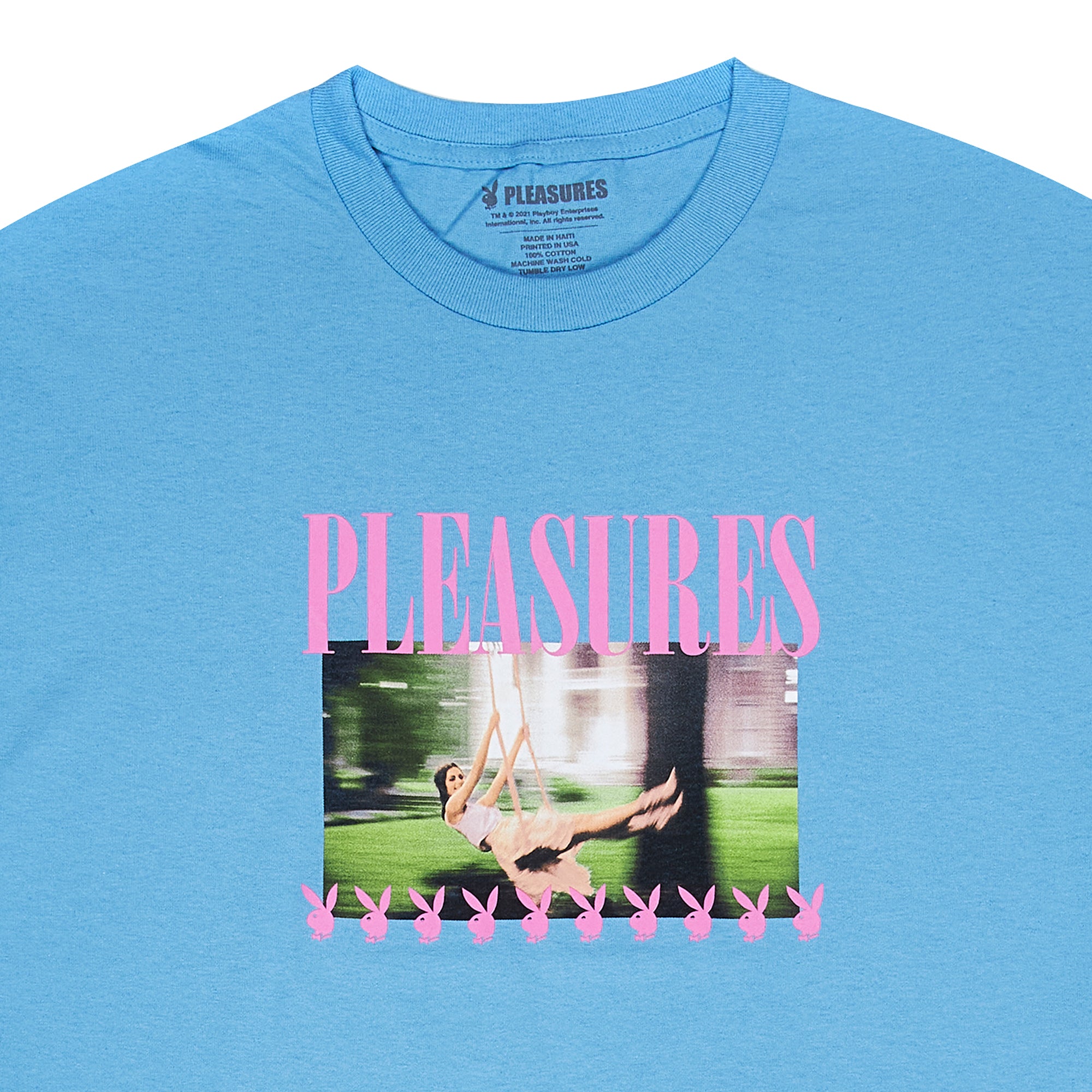 Pleasures x Playboy Mens Swing T-Shirt 'Carolina Blue'