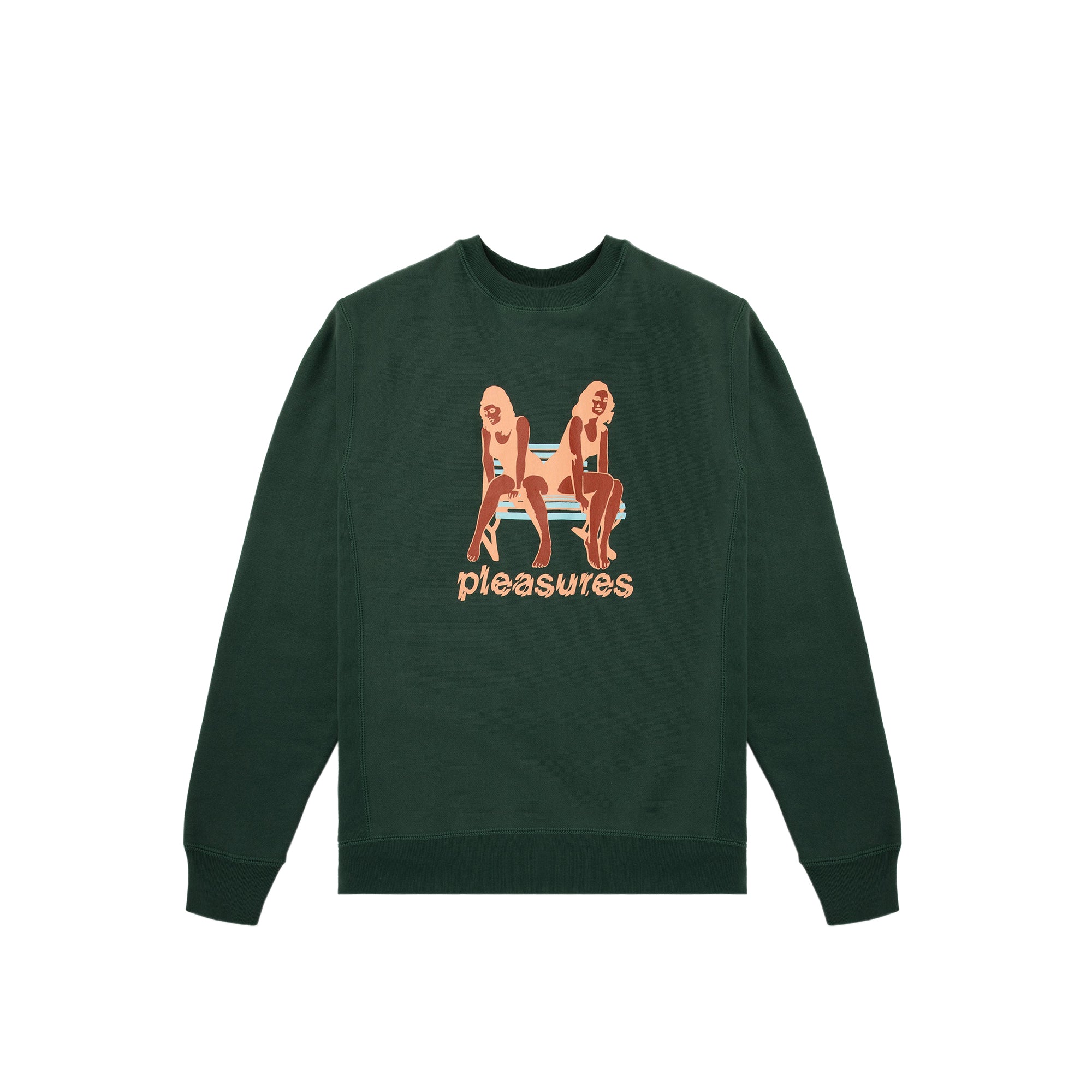 Pleasures Mens Bench Premium Crewneck 'Alpine Green'