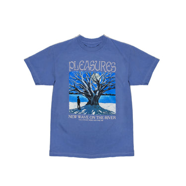Pleasures Mens River Pigment Dye T-Shirt 'Blue'