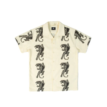 Patta Mens Block Print Panther Shortsleeve Shirt 'Vanilla Custard'