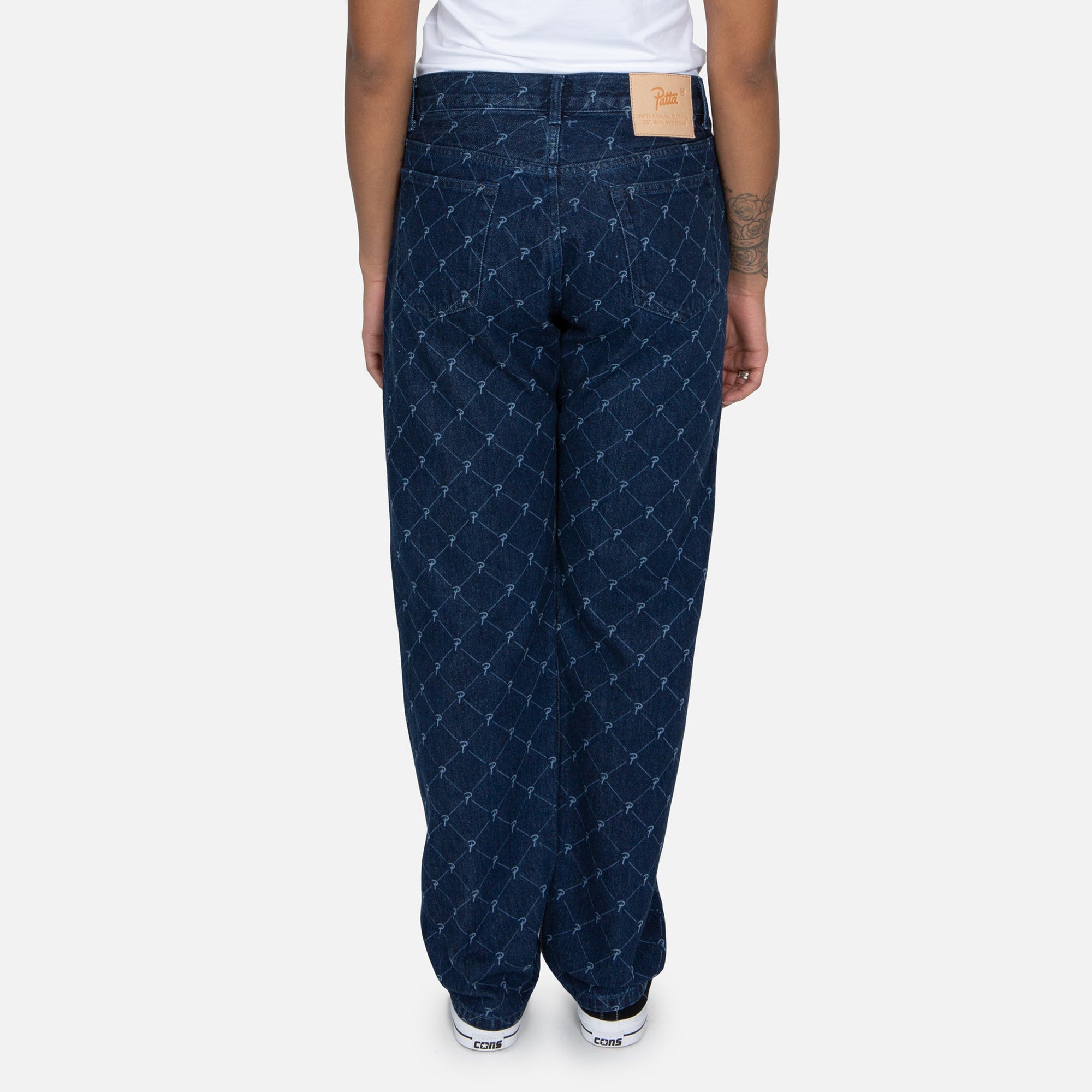 Patta Mens Laser Printed Denim Pants 'Dark Blue'