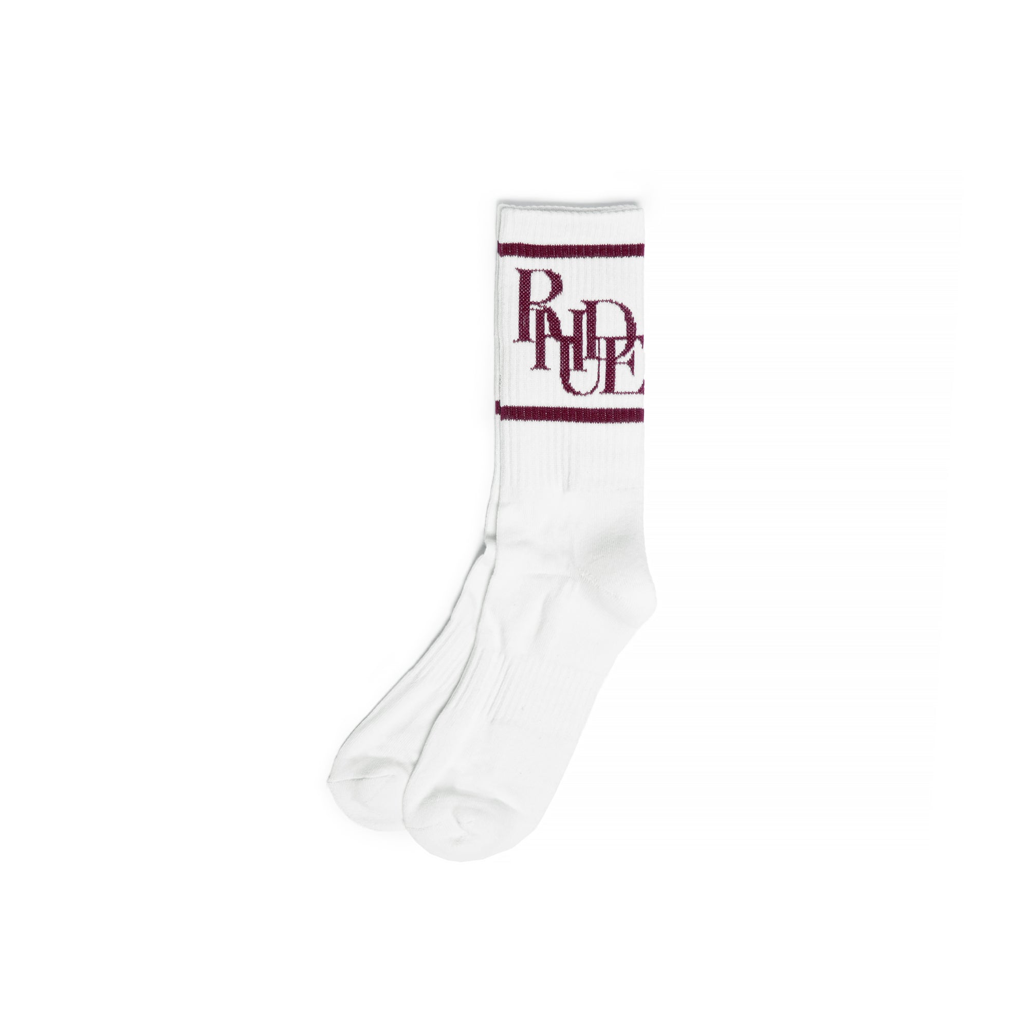 Rhude Mens Scramble Logo Sock 'White/Maroon'