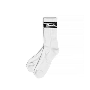 Rhude Mens Stripe Logo Sock 'White/Black'