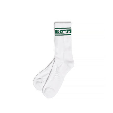 Rhude Mens Stripe Logo Sock 'White/Forest'