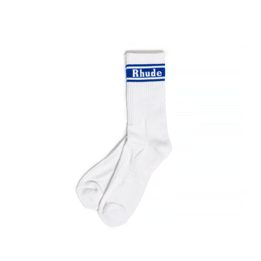 Rhude Mens Stripe Logo Sock 'White/Royal Blue'