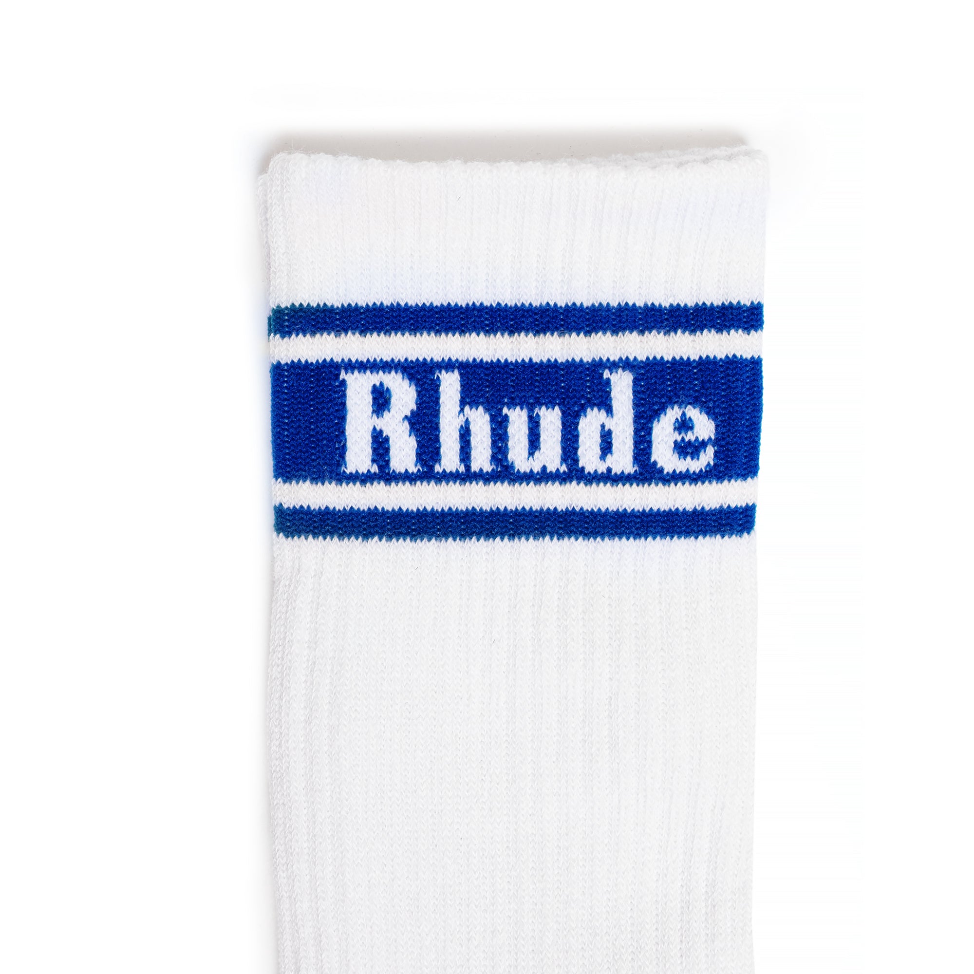 Rhude Mens Stripe Logo Sock 'White/Royal Blue'