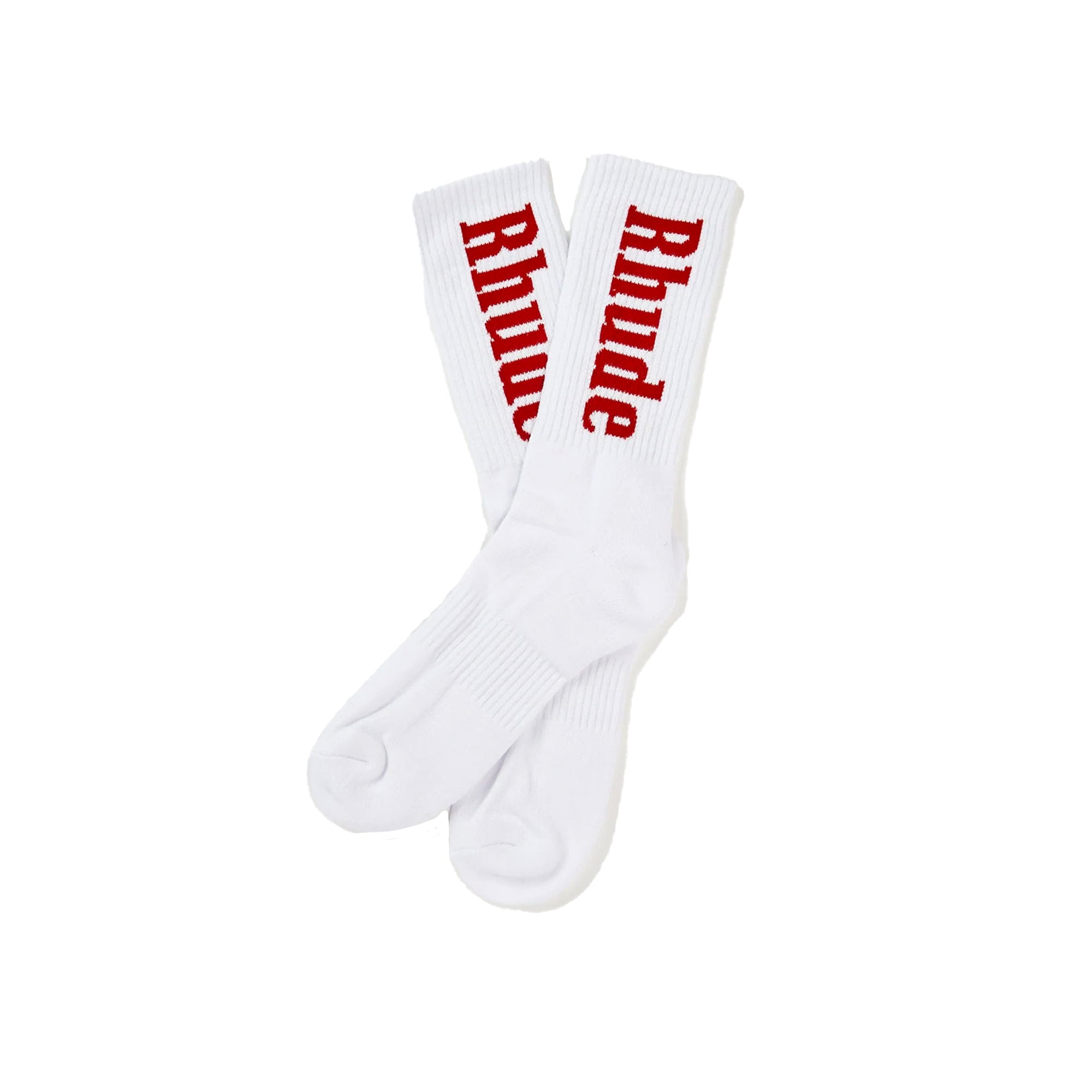 Rhude Mens RH Vertical Logo Sock 'White/Red'