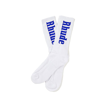 Rhude Mens RH Vertical Logo Sock 'White/Royal Blue'
