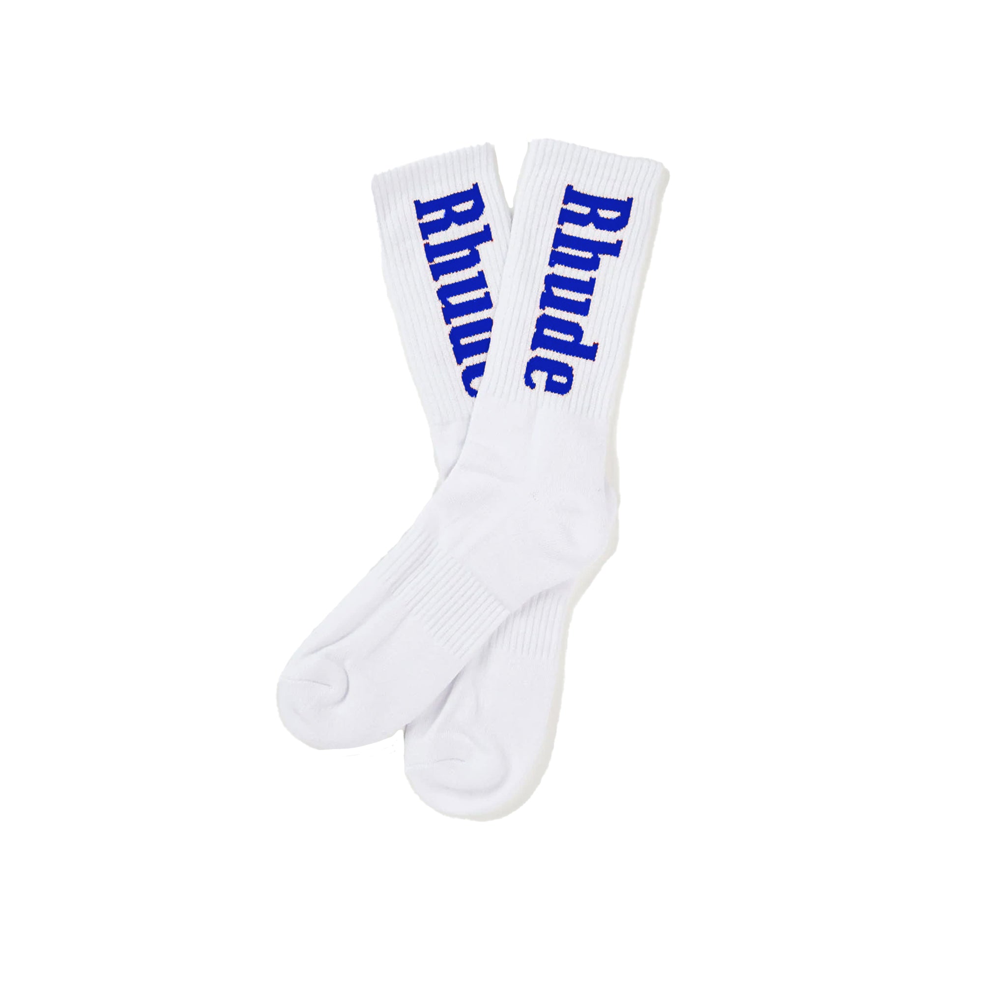 Rhude Mens RH Vertical Logo Sock 'White/Royal Blue'