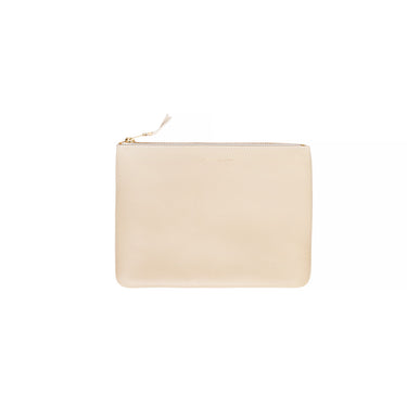 Comme Des Garcon Wallet: Classic Leather Line Clutch in White