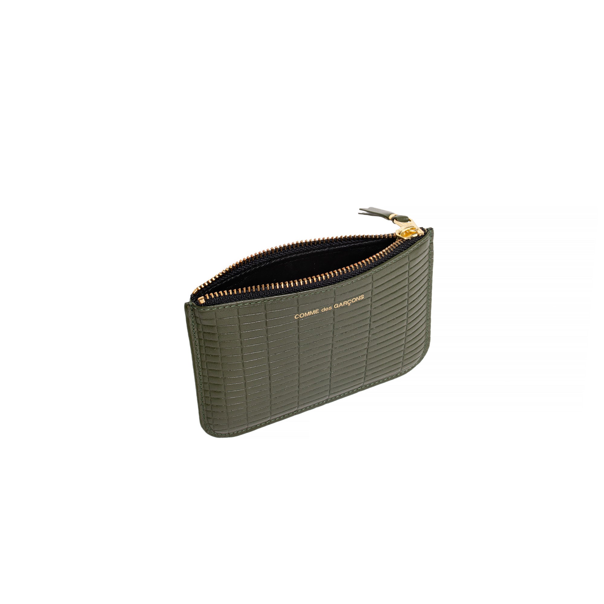 Comme Des Garcon Wallet: Brick Line Leather Coin Purse in Khaki