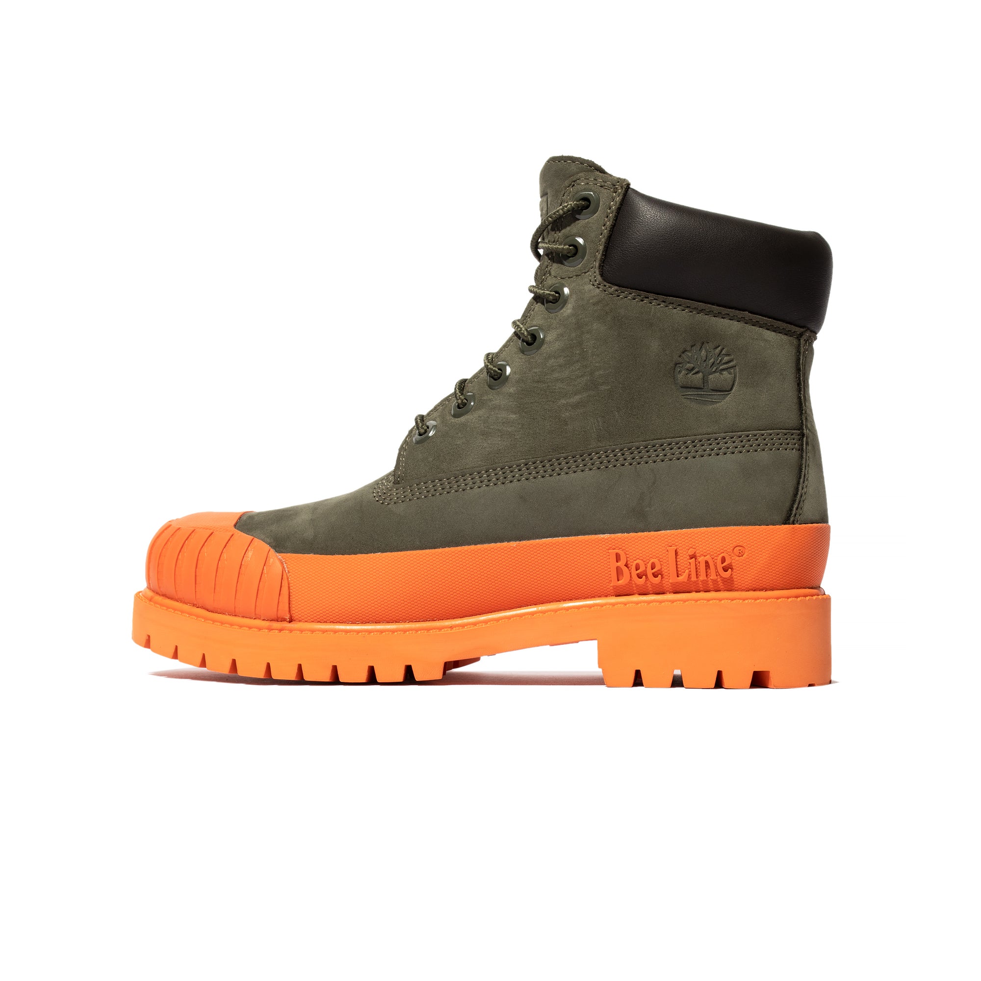 Timberland x Beeline Mens 6" Prem Rubber Toe WP Shoes 'Dk grn/orange'