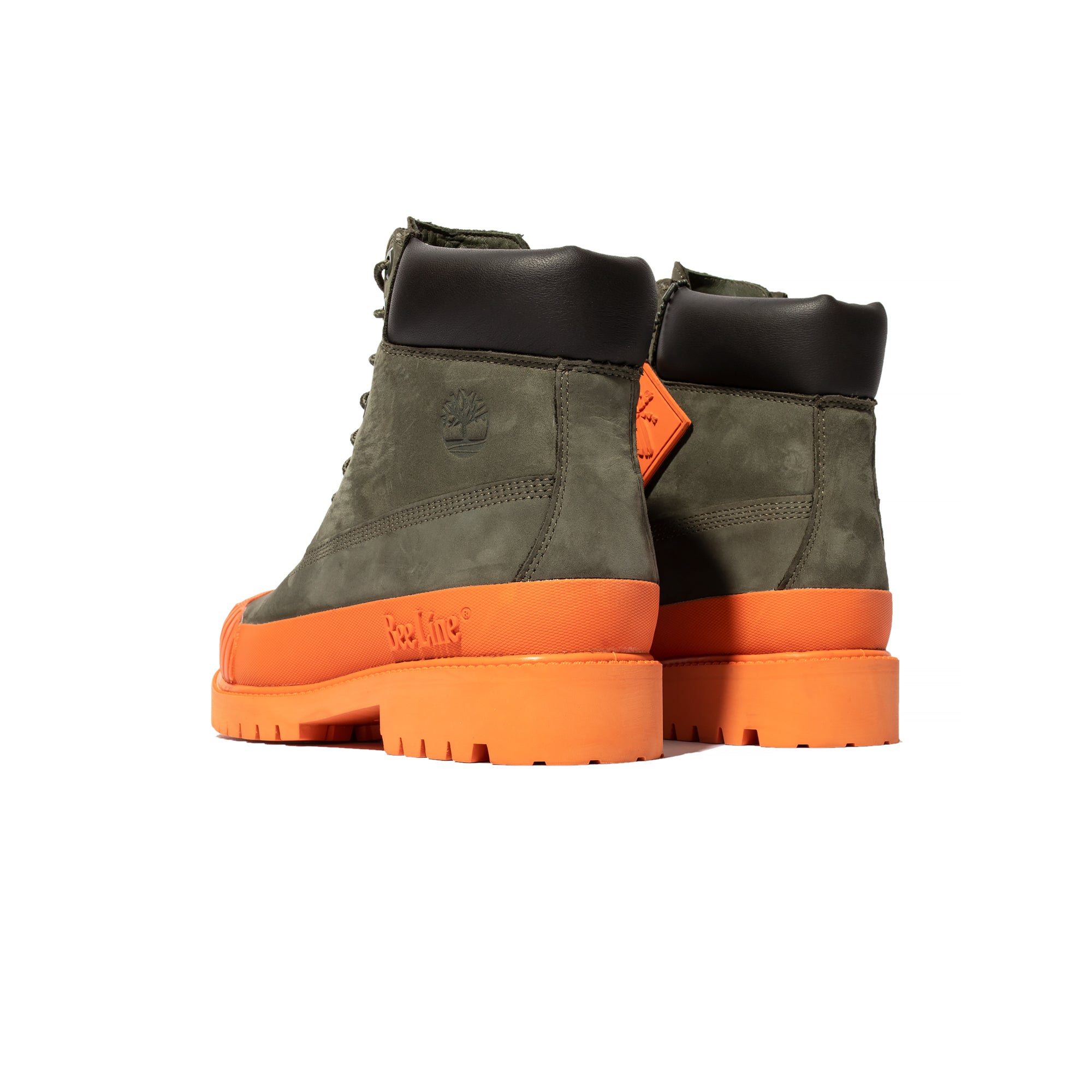 Timberland x Beeline Mens 6" Prem Rubber Toe WP Shoes 'Dk grn/orange'