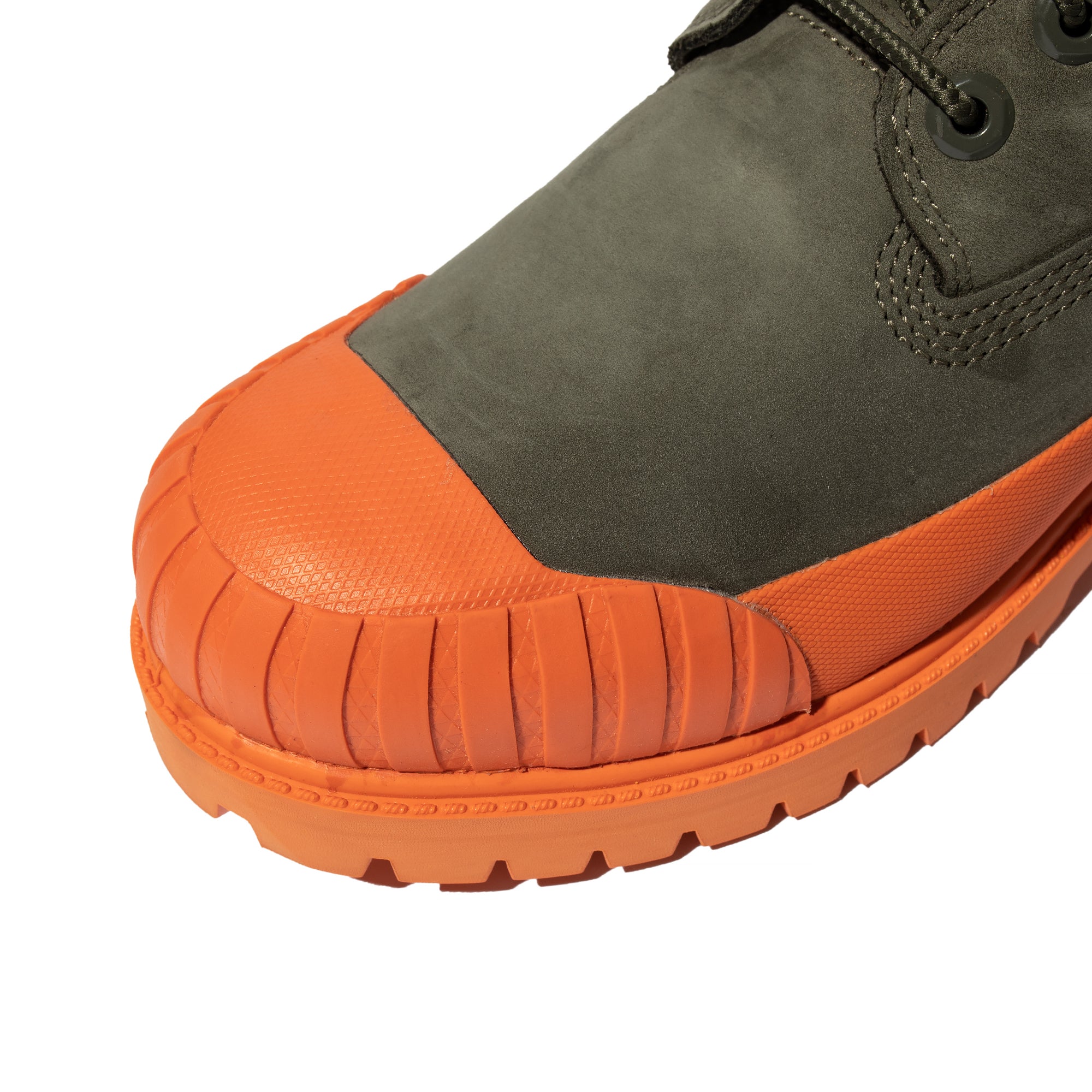 Timberland x Beeline Mens 6" Prem Rubber Toe WP Shoes 'Dk grn/orange'