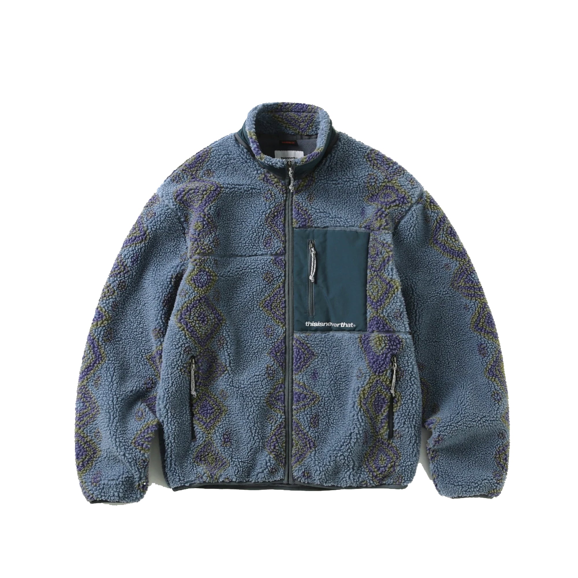 THISISNEVERTHAT Mens Sherpa Fleece Jacket 'Dusty Blue'