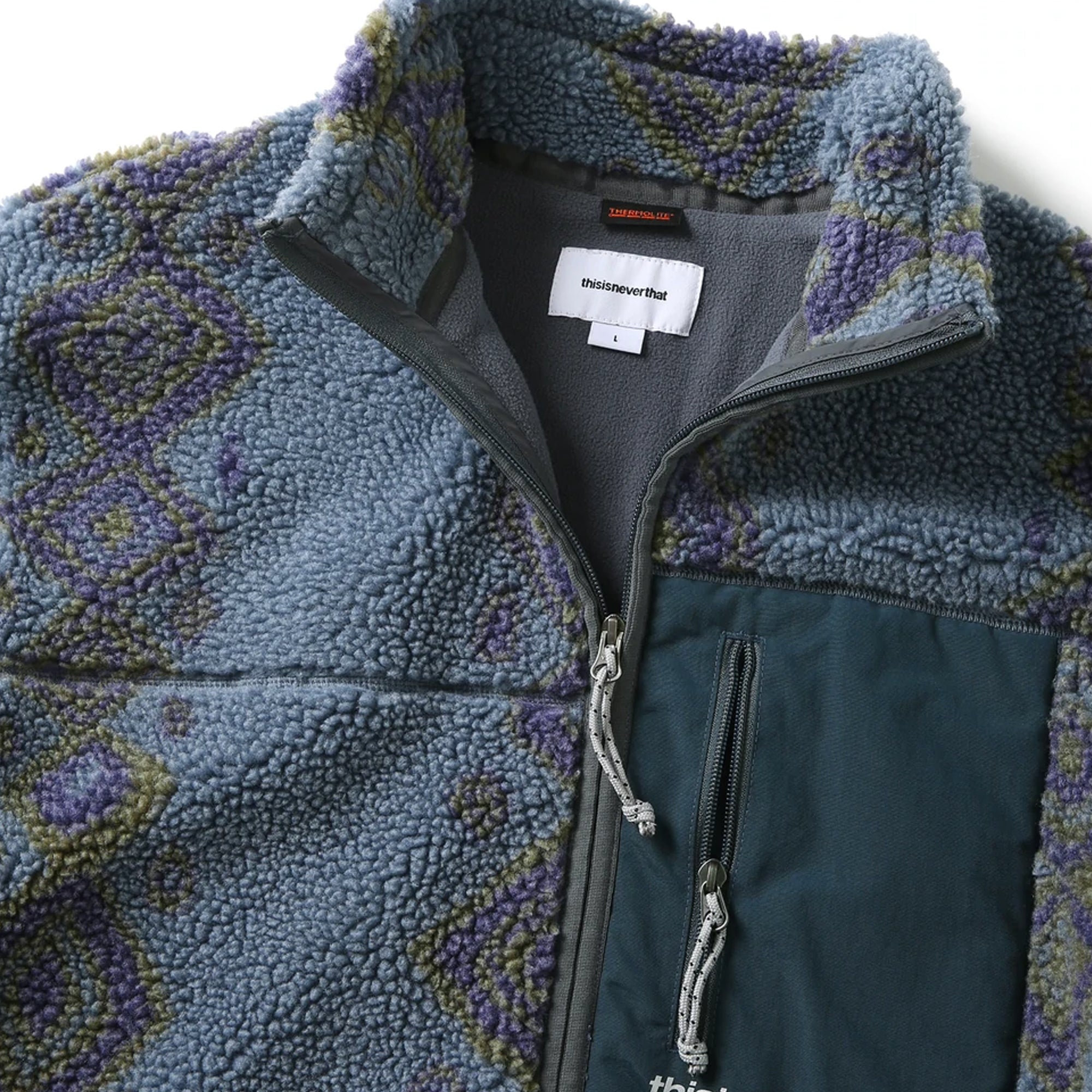 THISISNEVERTHAT Mens Sherpa Fleece Jacket 'Dusty Blue'