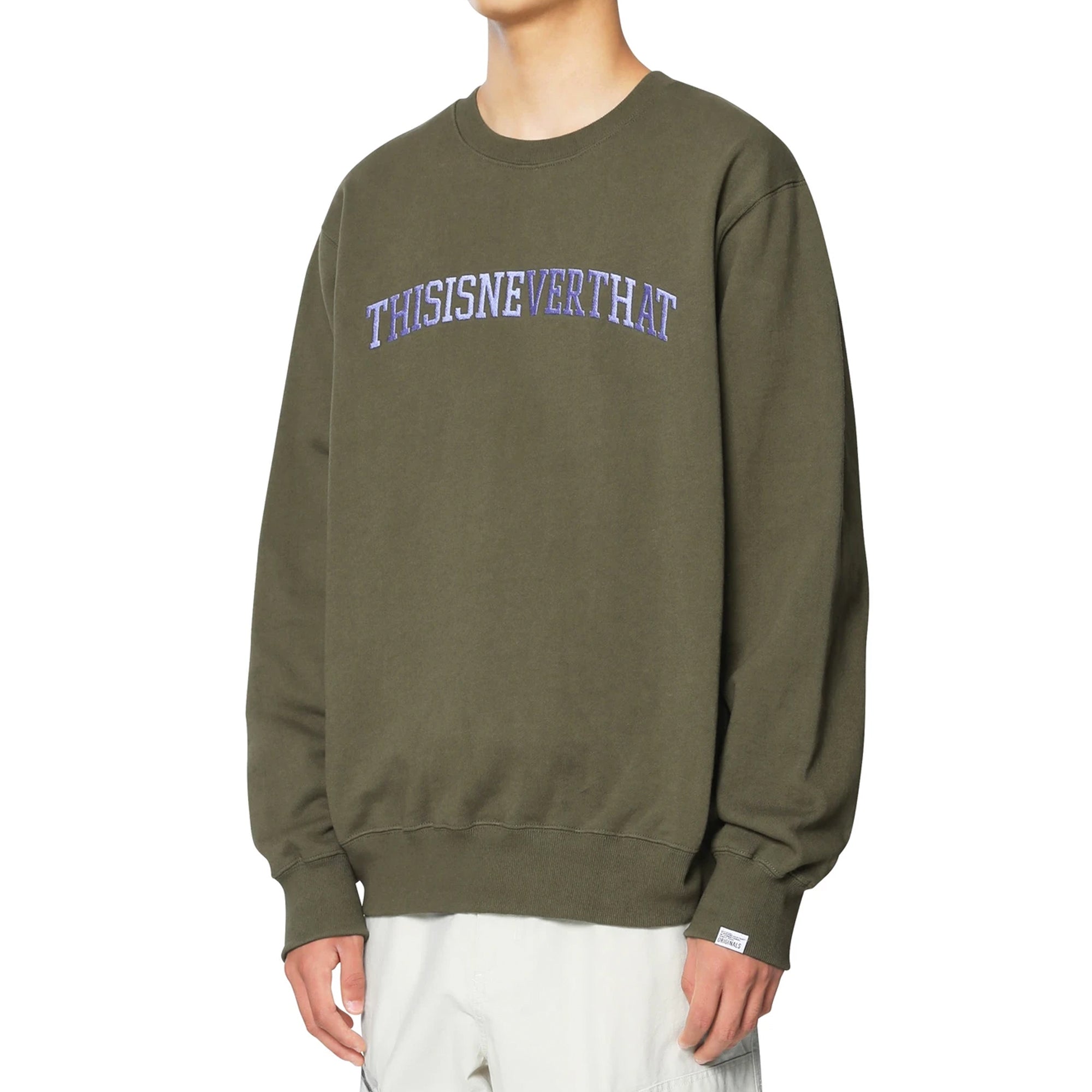 THISISNEVERTHAT Mens Arch-logo Crewneck 'Olive'