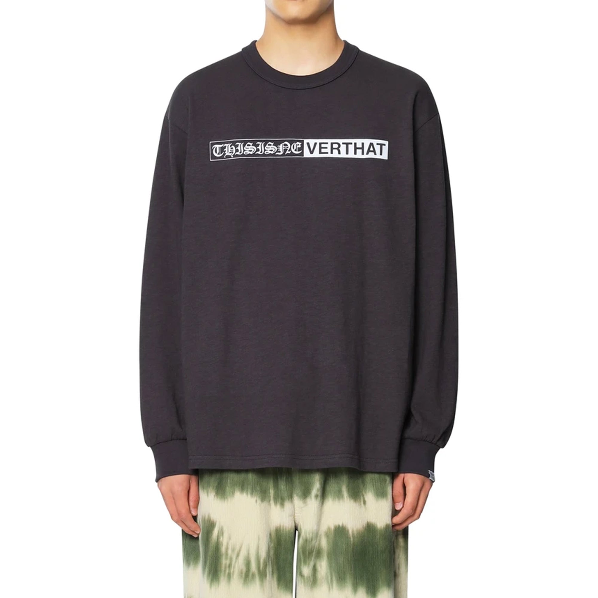 THISISNEVERTHAT Mens Half Old English L/S Tee 'Charcoal'