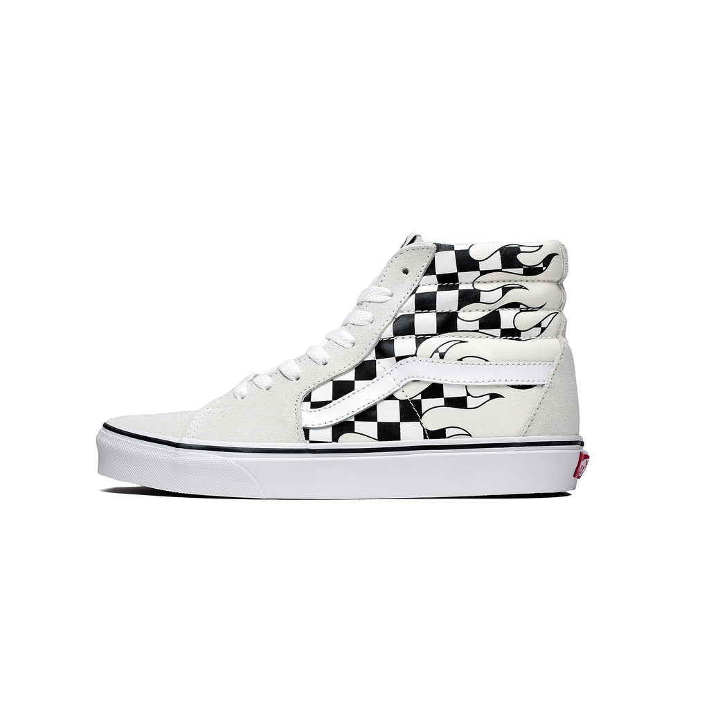 Vans sk8 clearance hi checkerboard flame