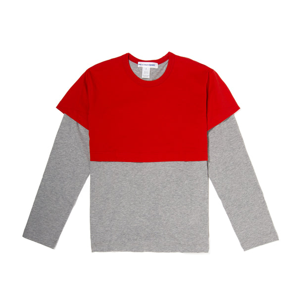 COMME des GARÇONS border long sleeve tee PLAY COMME des GARÇONS: Border Long Sleeve T-Shirt With Red