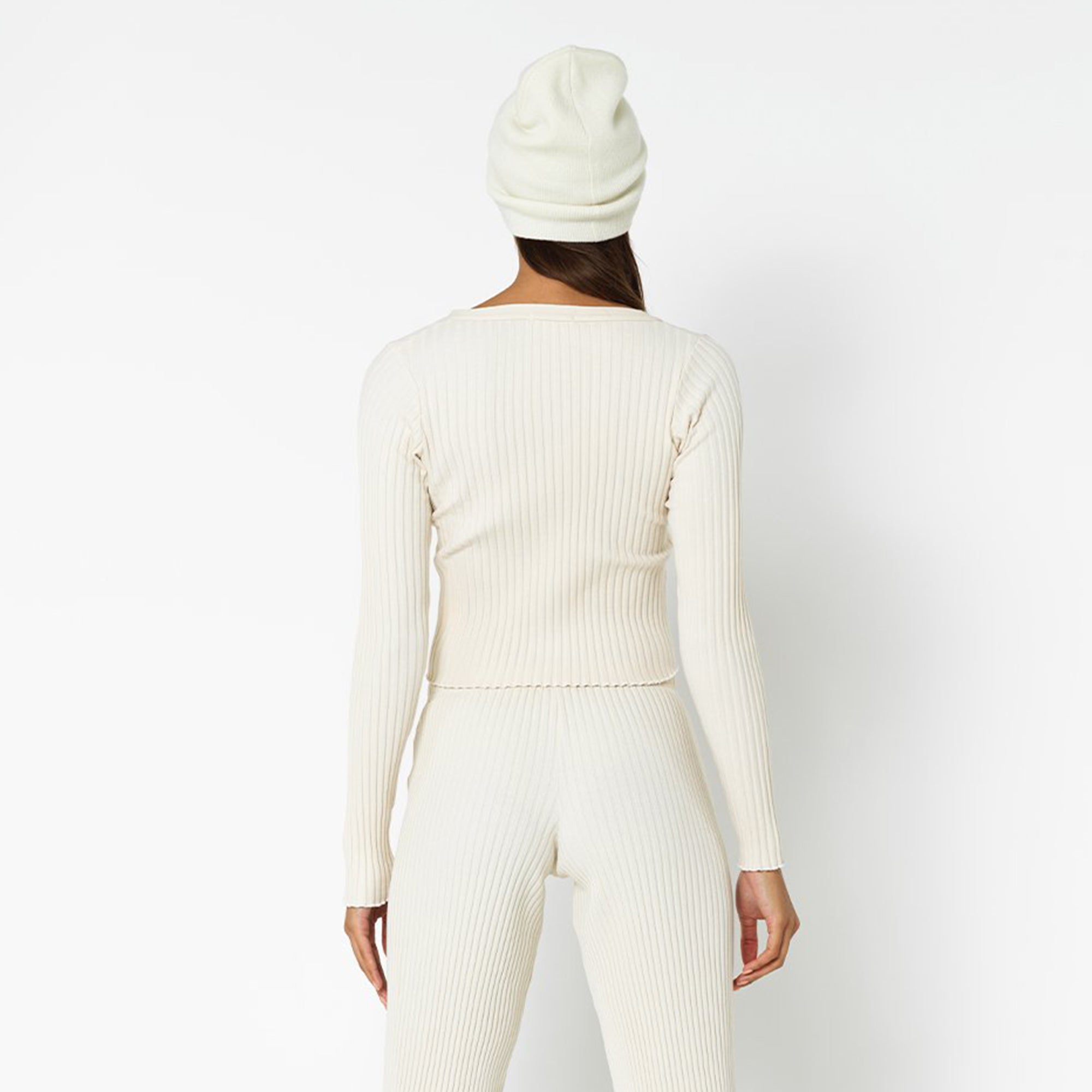 John Elliott Womens Ginza Rib Cropped Cardigan 'Feather'