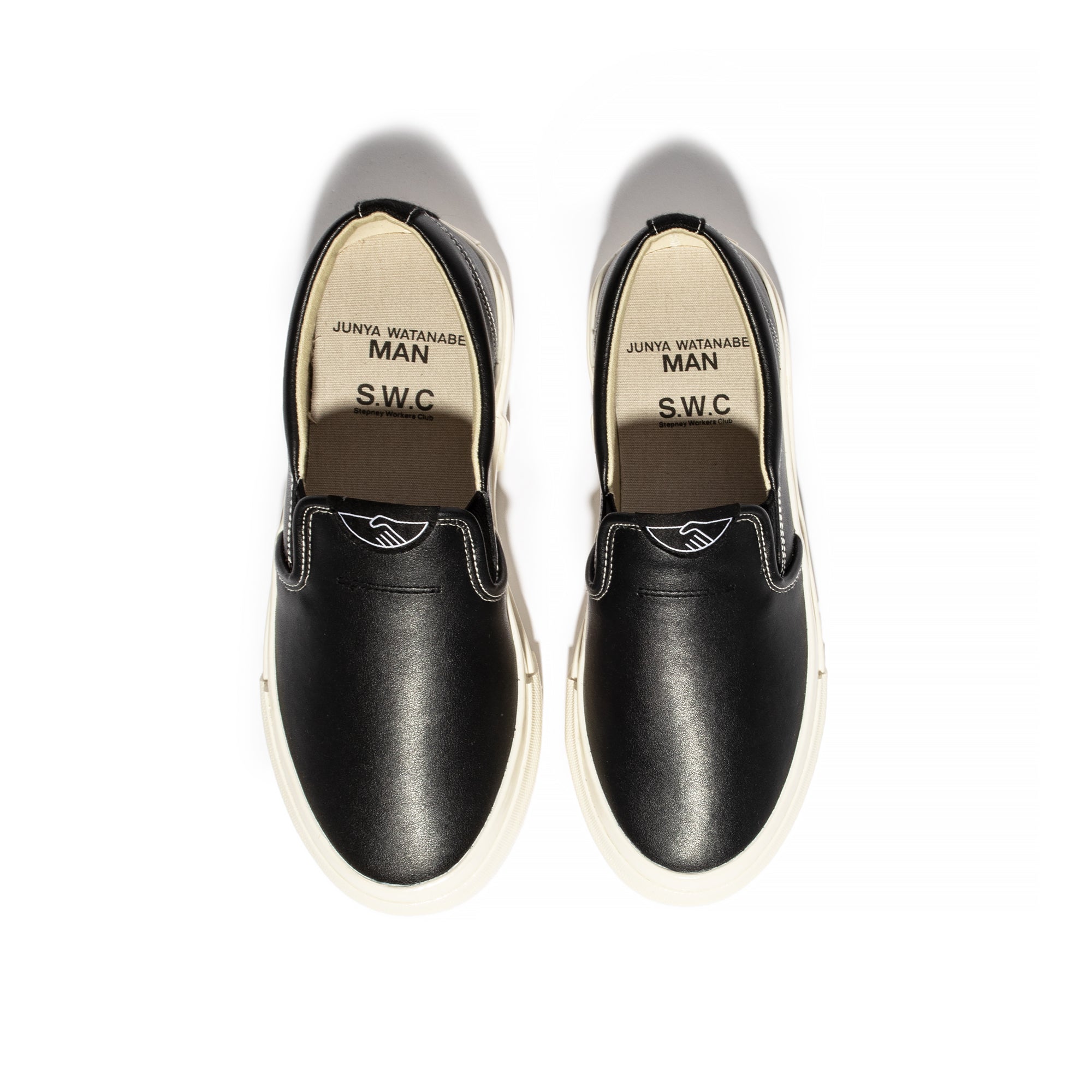 Junya Watanabe MAN X Stepney Workers Club Leather Slip On Shoes Black