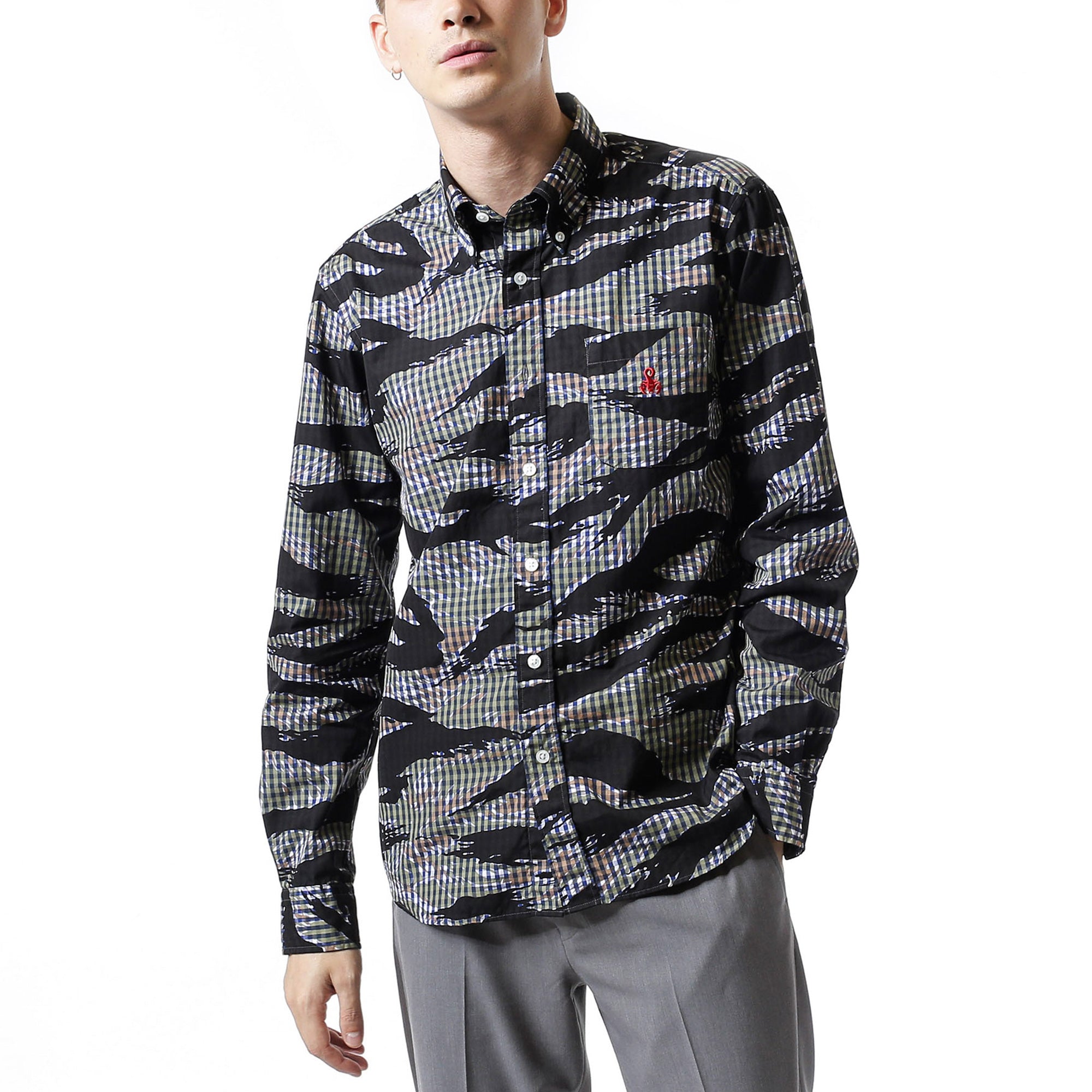 SOPHNET. Tiger Camo Print Shirt