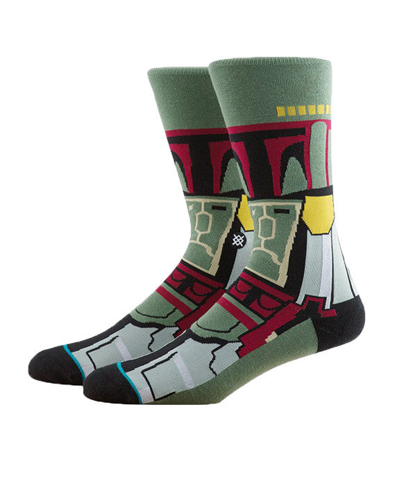 M545D15BOB-GRN, star, wars, stance, socks, brown, green, star wars, stance socks, bobba fett, red